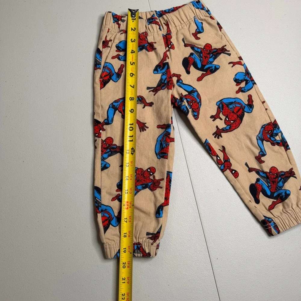 Marvel Spider-Man Kids 3T Joggers Tan All Over Print Pants